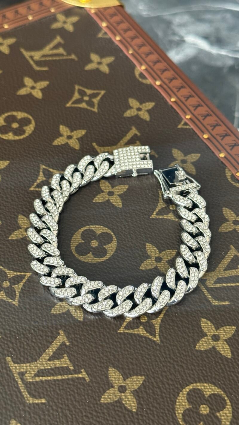 PULSERA DIAMANTES PLATA 20cm