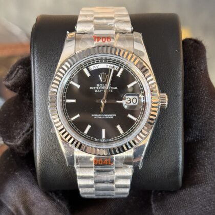 RLX DATE-JUST BLACK/ PLATA