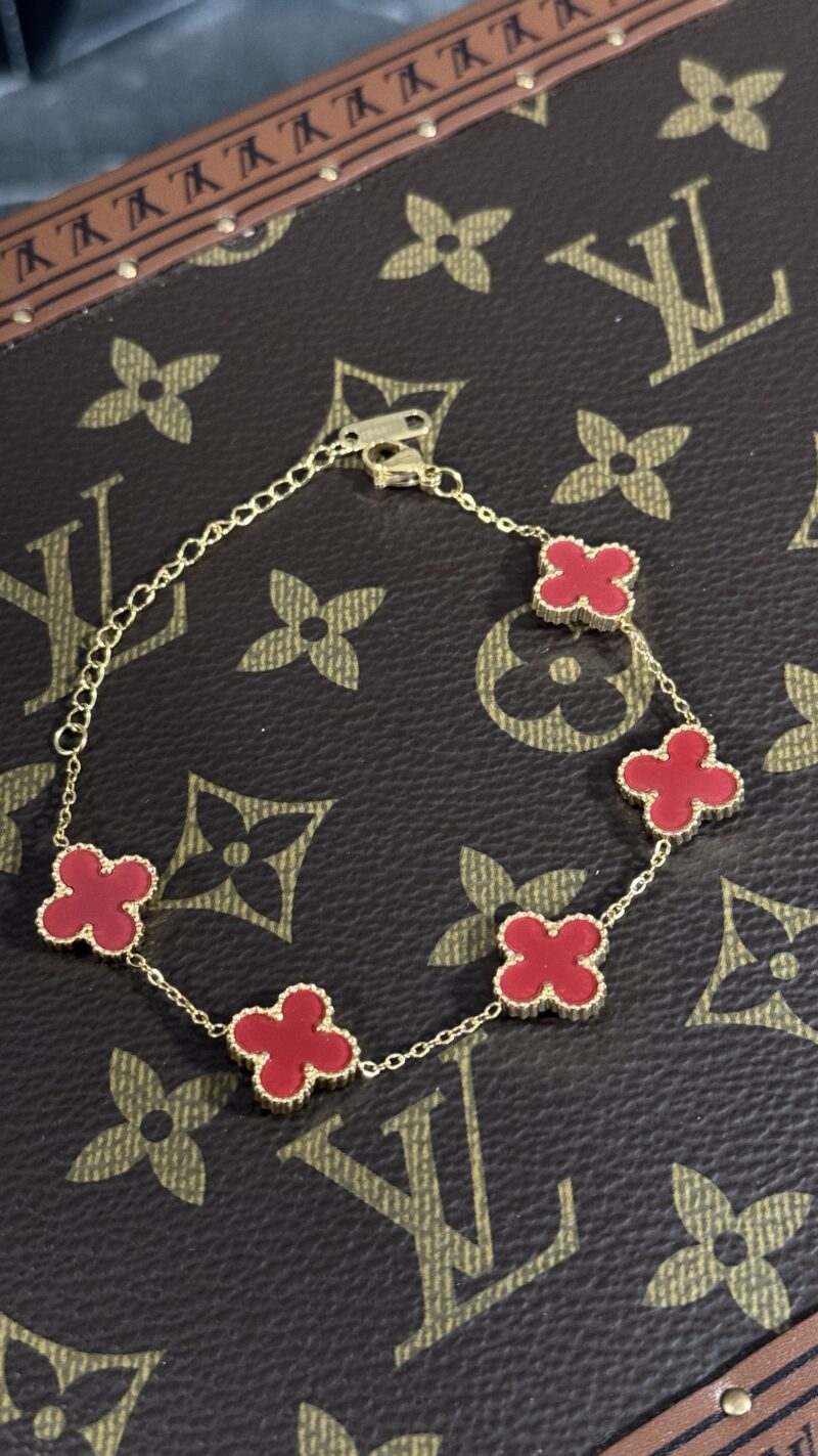 PULSERA TRÉBOL ROJA / BRILLANTES - Imagen 2