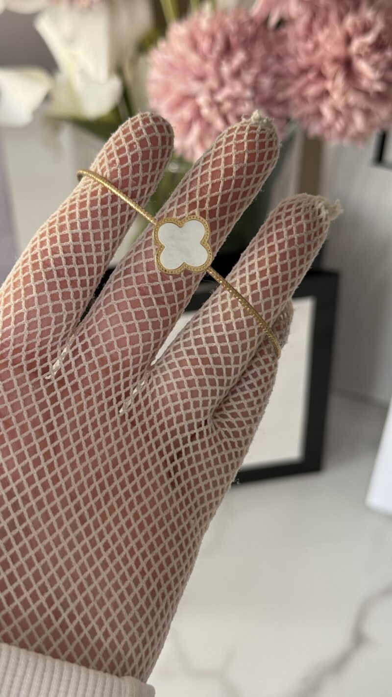 PULSERA CHARL TRÉBOL ORO/ BLANCA - Imagen 3
