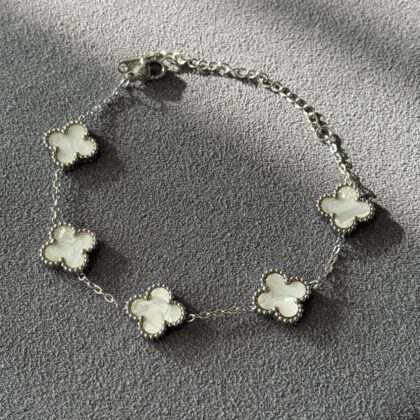 PULSERA TRÉBOL BLANCO / PLATA