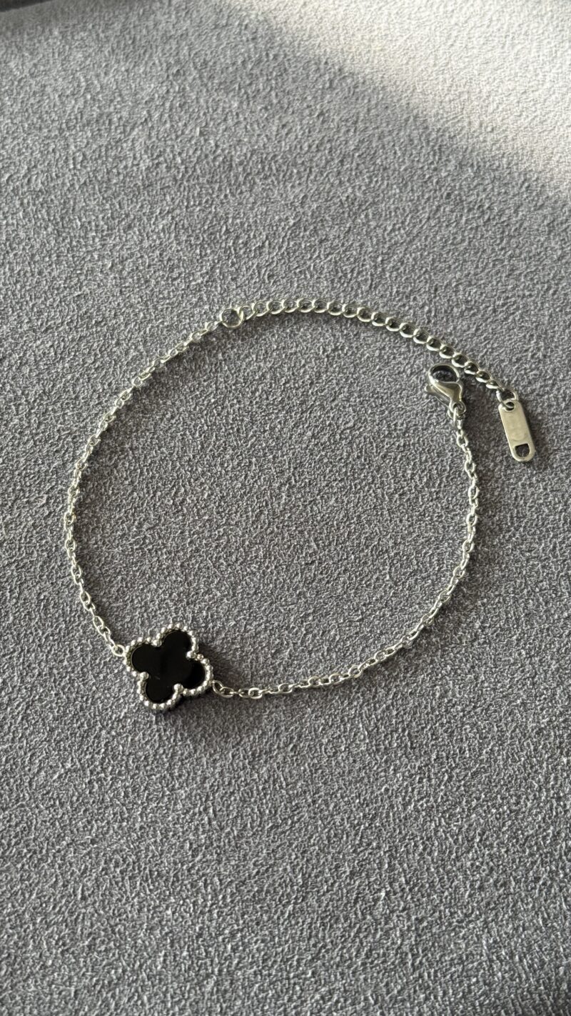 PULSERA TRÉBOL ONE PLATA / NEGRO