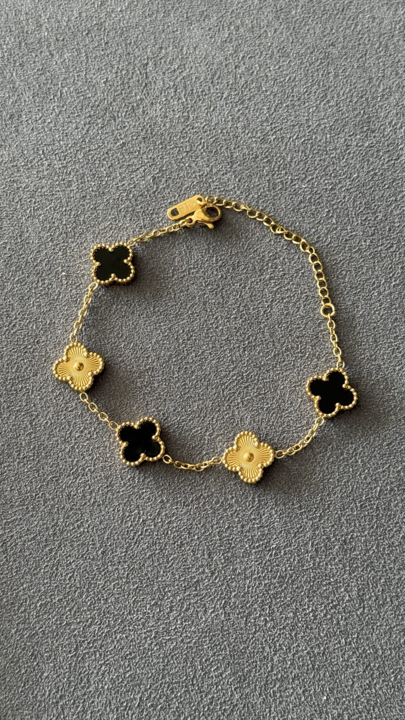 PULSERA TRÉBOL NEGRA / ORO