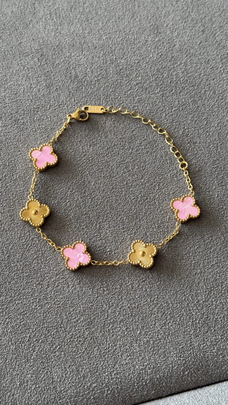 PULSERA TRÉBOL ROSA / DIAMANTES