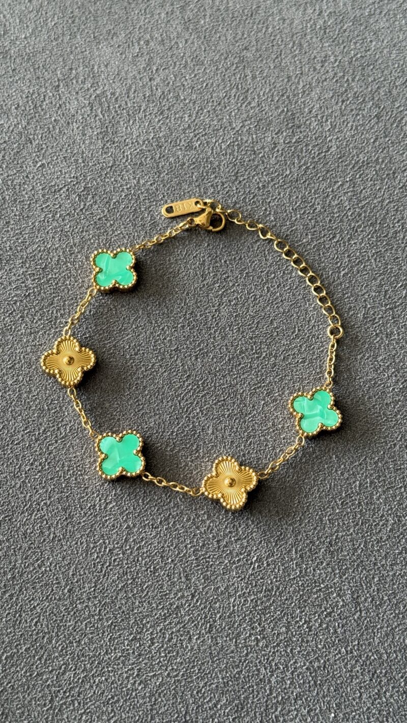 PULSERA TRÉBOL TURQUESA / ORO