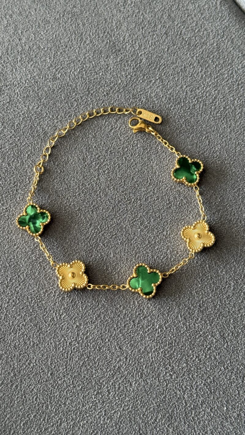 PULSERA TRÉBOL VERDE / ORO