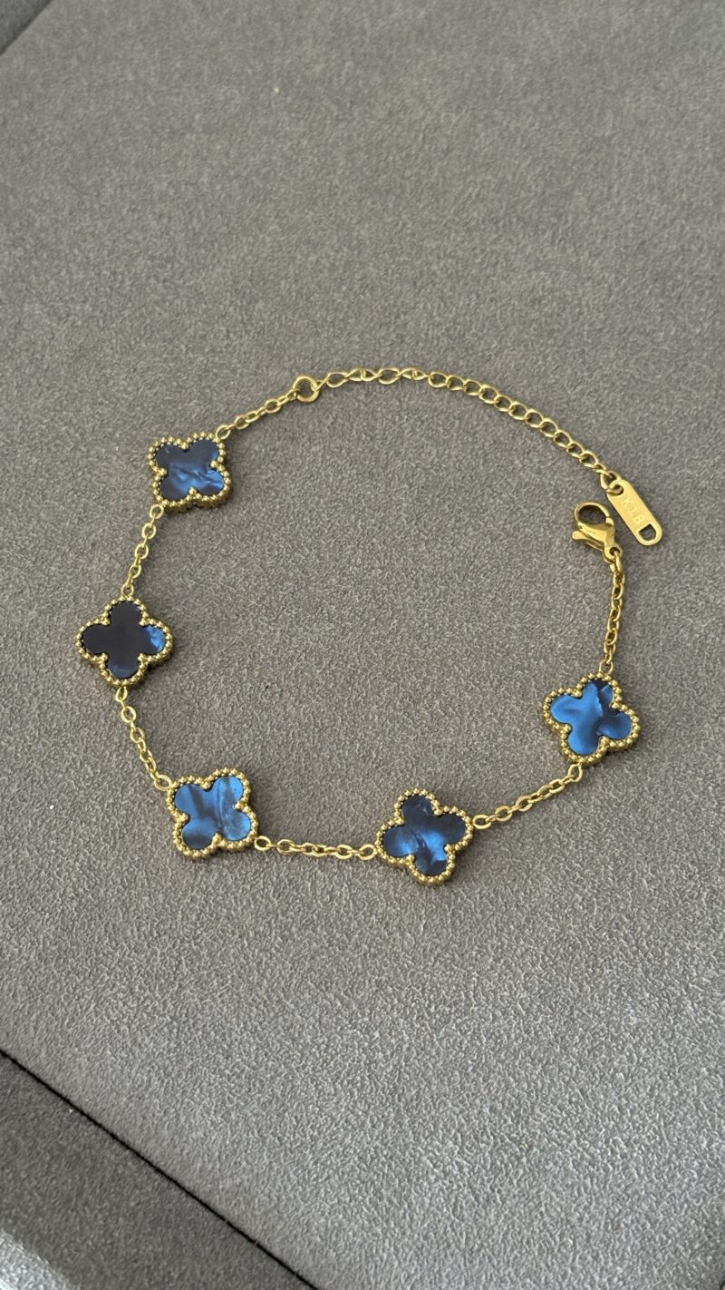 PULSERA TRÉBOL AZUL MARINO