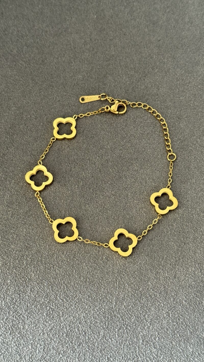 PULSERA TRÉBOL FULL ORO
