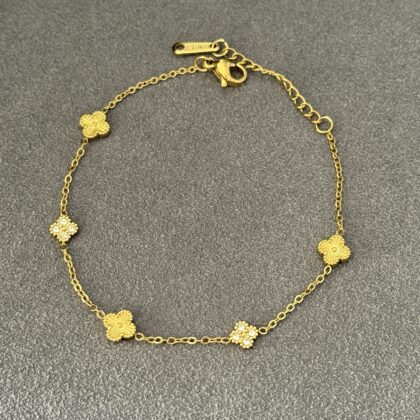 PULSERA TRÉBOL ORO FINA