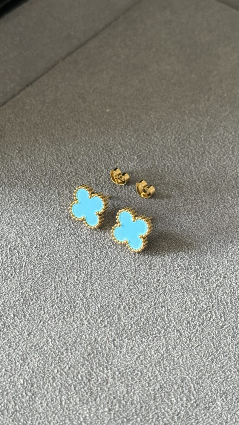 PENDIENTES TRÉBOL AZUL