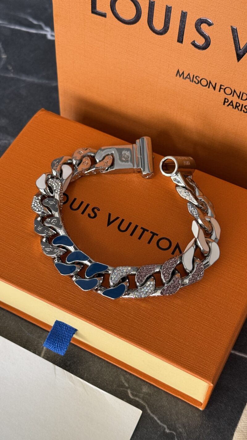 PULSERA LV PLATA / AZUL MARINO