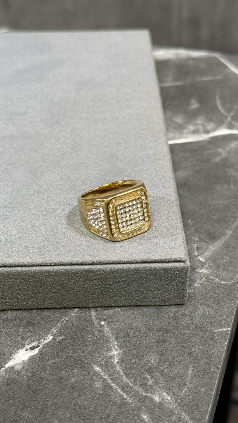 SELLO ORO DIAMANTES CUADRADO  TALLA 22