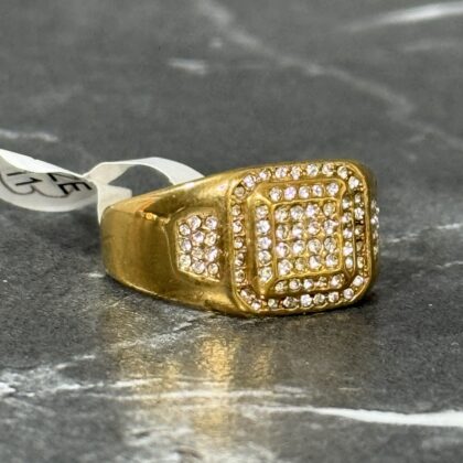 Anillo full diamantes oro cuadrado
